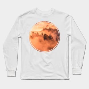 Mysterious Foggy Forest sunrise Long Sleeve T-Shirt